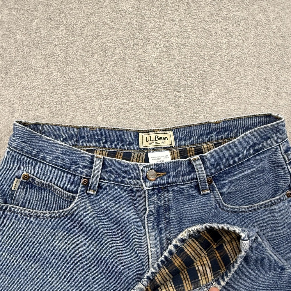 L.L. Bean Flannel Lined Jeans Mens 33x30 Blue Classic Fit Denim Cotton Workwear